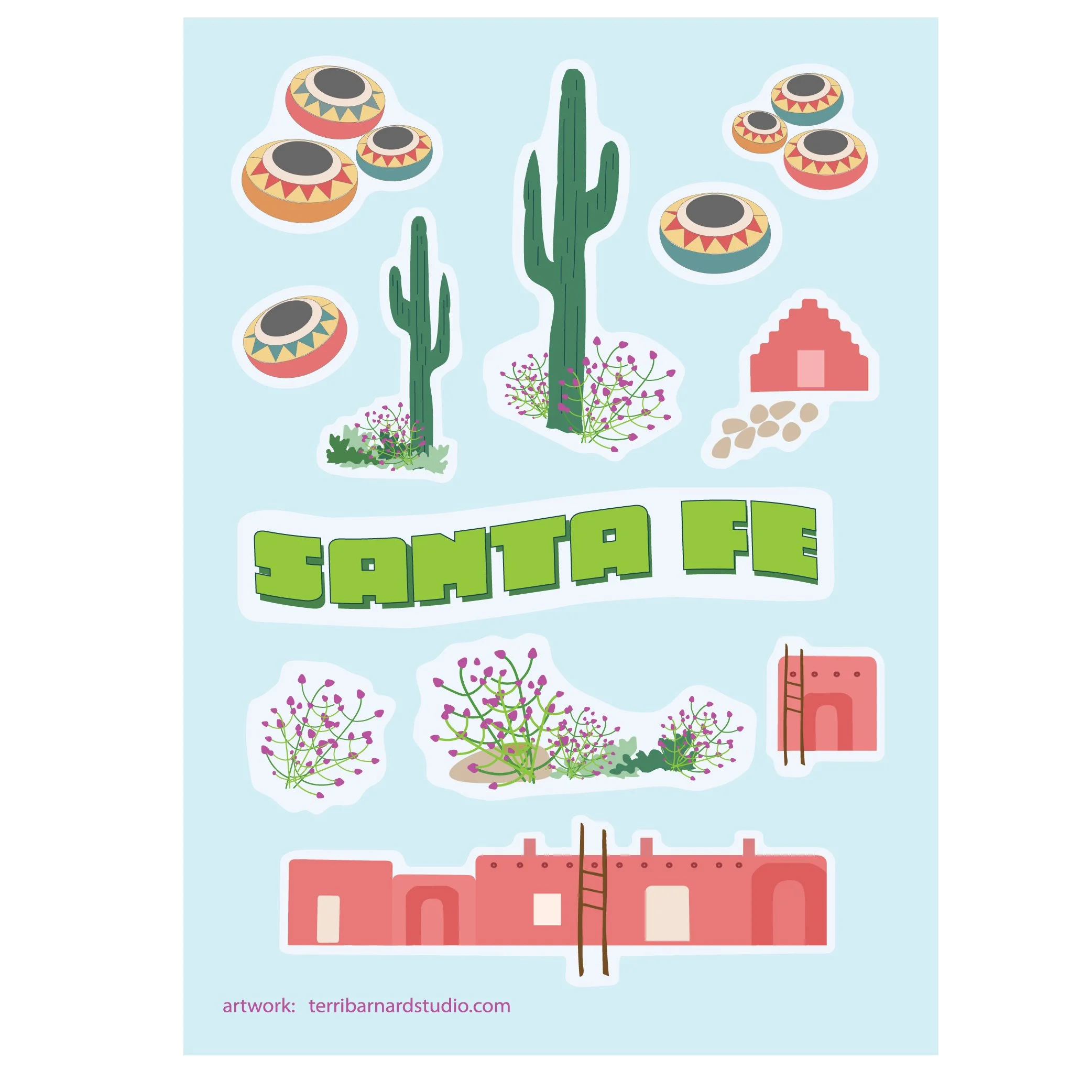 Santa Fe Sticker Sheet - 5" x 7"