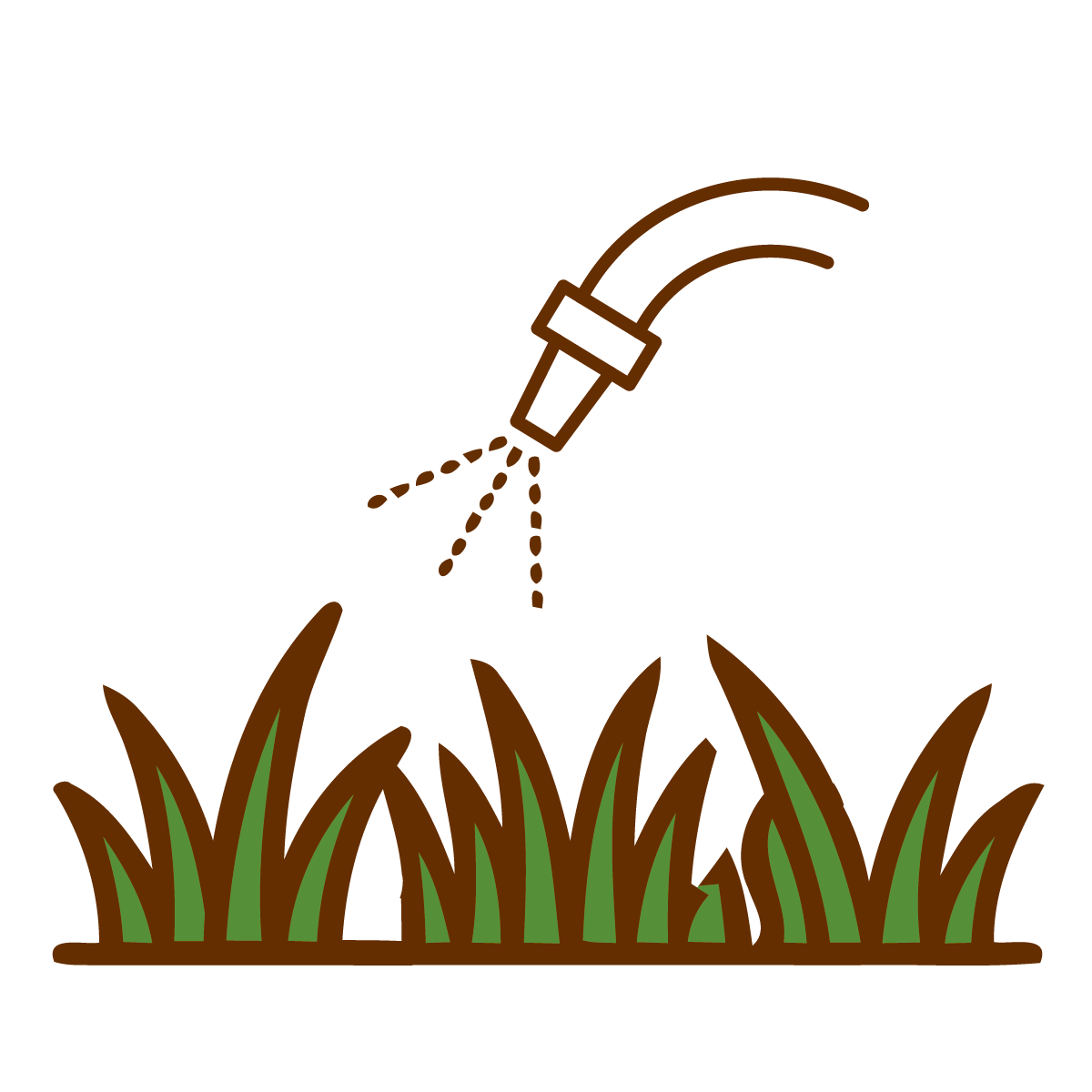 Illustration of liquid compost extract being applied to grass.