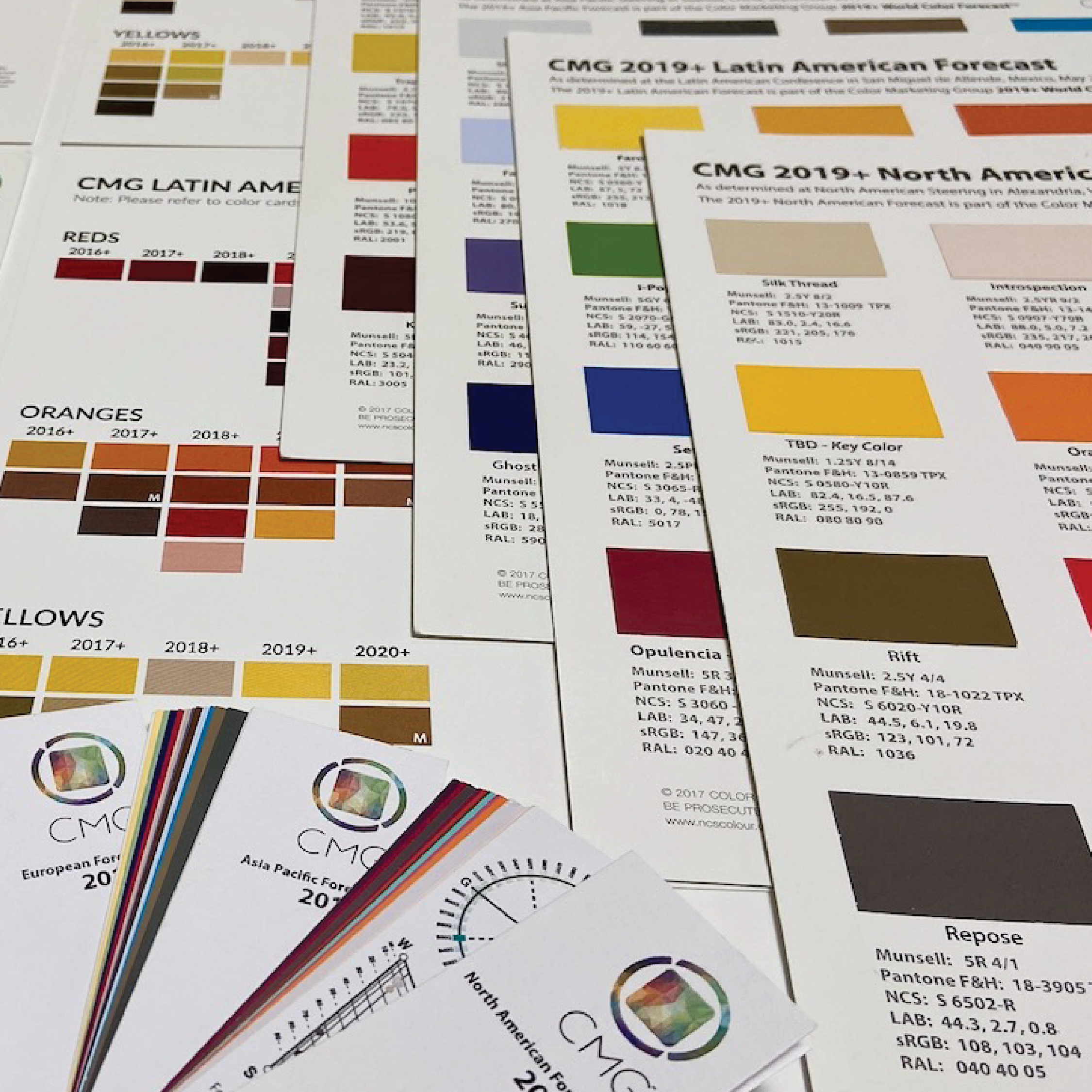 color cards and swatches on the angle