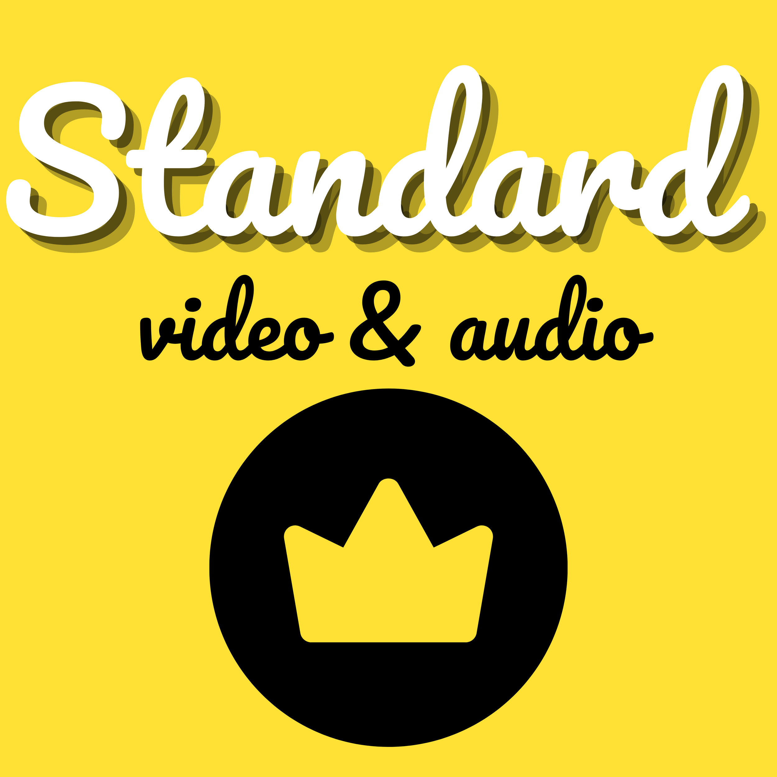 Icon showing 'Standard. Video & Audio' to represent HoneyPod's Standard Podcast Editing Package