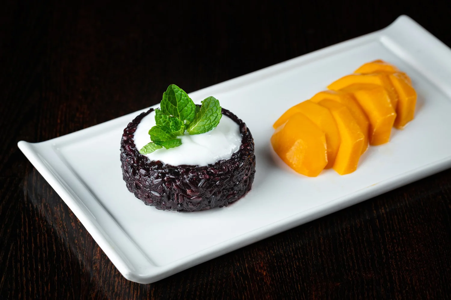 Mango black sticky rice dessert at Le Soleil