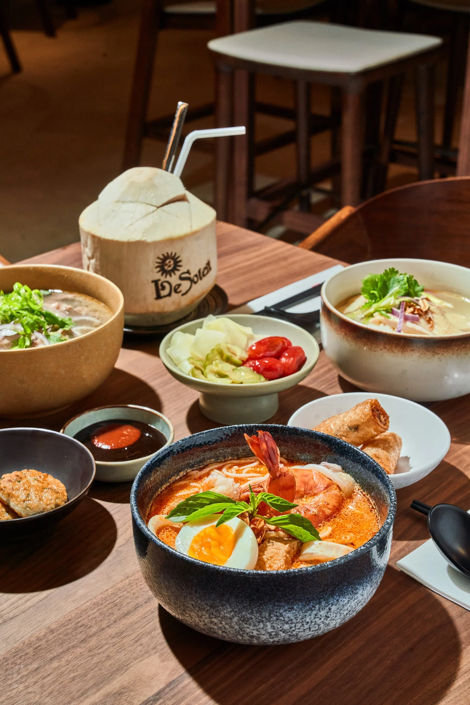 A table of dishes at Le Soleil