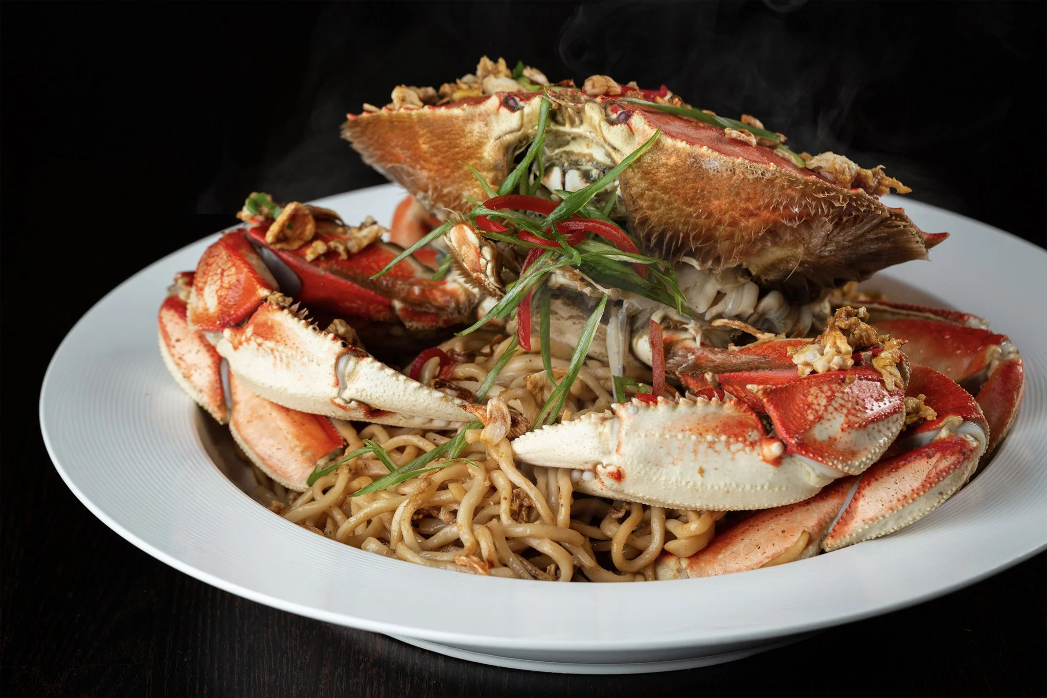 Garlic roasted Dungeness crab at Le Soleil Clement