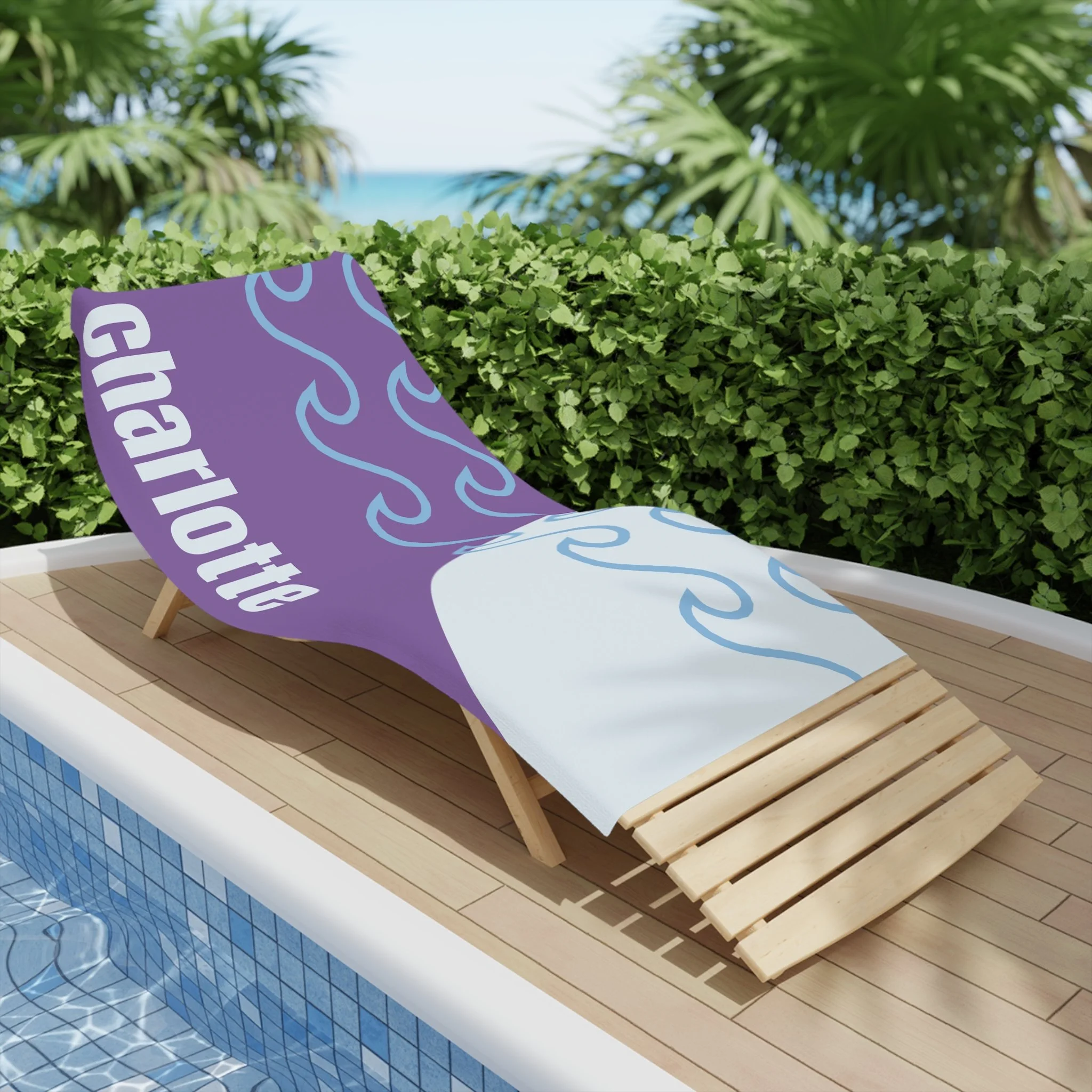 Personalised Minimalist Beach Towel — Purple