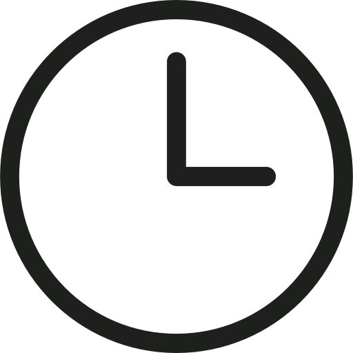 A simple graphic of a clock showing 3 o'clock.