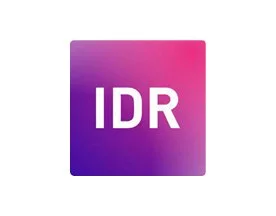 Gradient square with the letters 'IDR' in white text