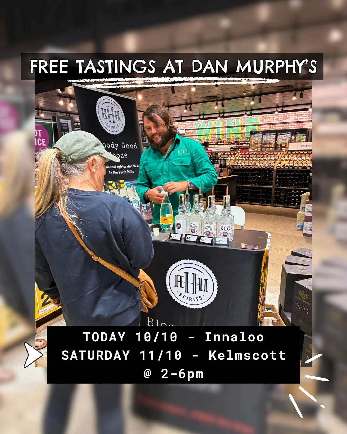 📣We&rsquo;re at Dan&rsquo;s this weekend! Come and get free gin sips with George between 2-6pm🍸
@danmurphys 

#HHHSpirits #PerthGin #GinDistillery #DrinkLocal #PerthHills #PerthBar #PerthLocal #PerthIsOk #AustralianGin #ArtisanGin #BoutiqueGin #WAM