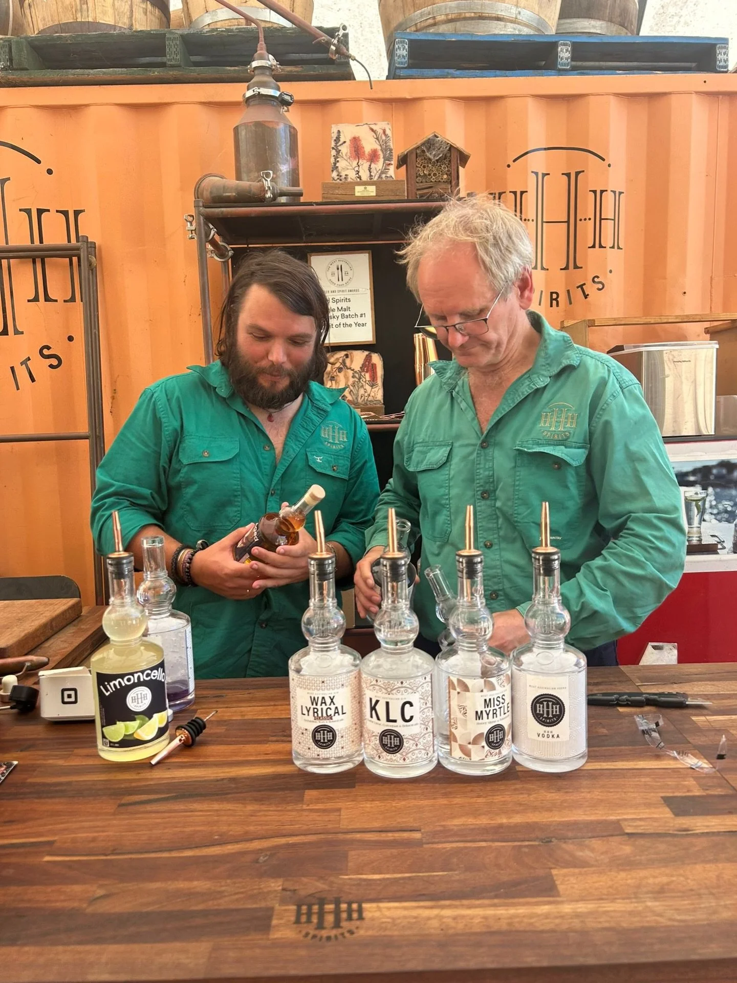 Hilton and George on pourfection duty.  Who&rsquo;s coming by for a taste of the good stuff this weekend? 

⏰ 10am - 5pm

#gin #perthlocal #hhhspirits #wamade #perthhills