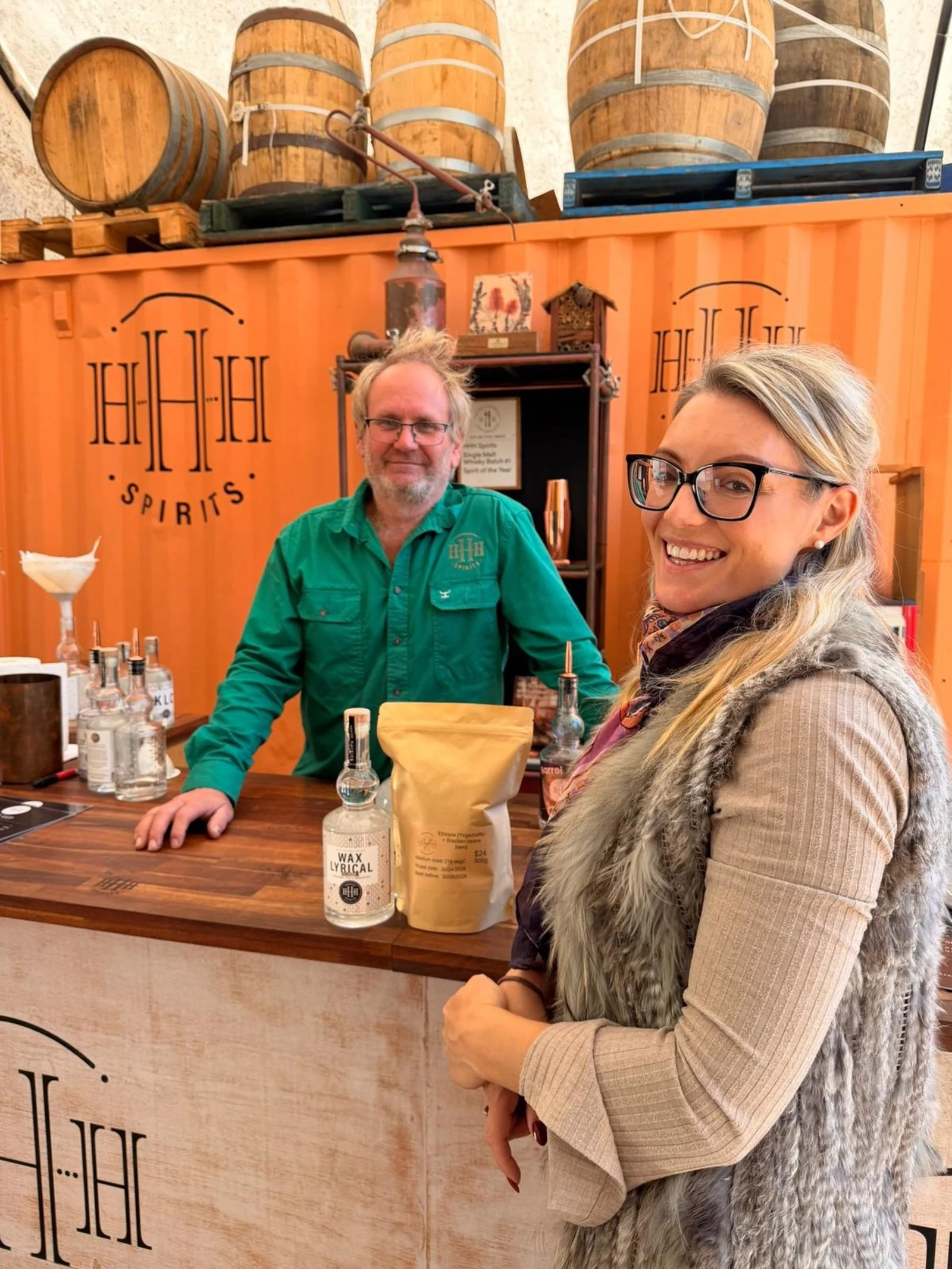 A proper restock run ☕🍸

Fresh coffee beans (that we roast on-site) &amp; another bottle of Wax Lyrical Gin ready to head home to one of our regulars.

🧡 One of our favourite things about spending the weekends at the cellar door is seeing people co