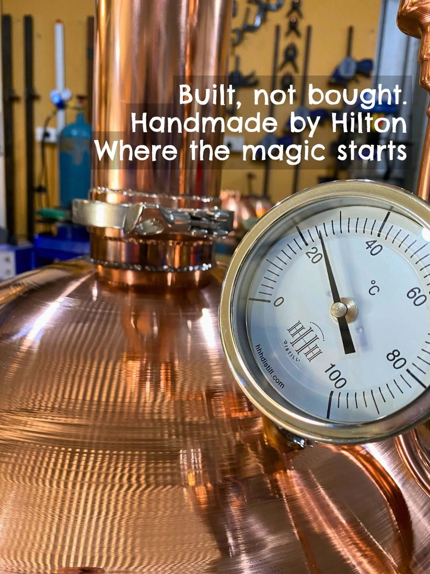 Copper craft + a little alchemy. 🪄

One of the hardest-working pieces in a distillery + arguably one of the most beautiful.

Hilton, HHH Head Honcho, handcrafts copper distilleries + sells them all over Australia + New Zealand (plus a few further af