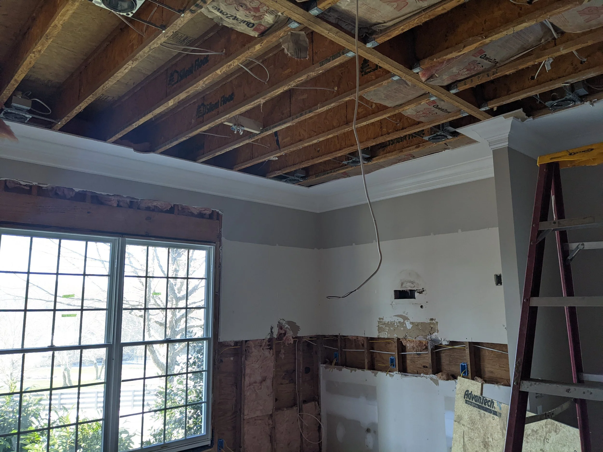 Running electric here we remove the drywall to make the renovations easy for the electricians