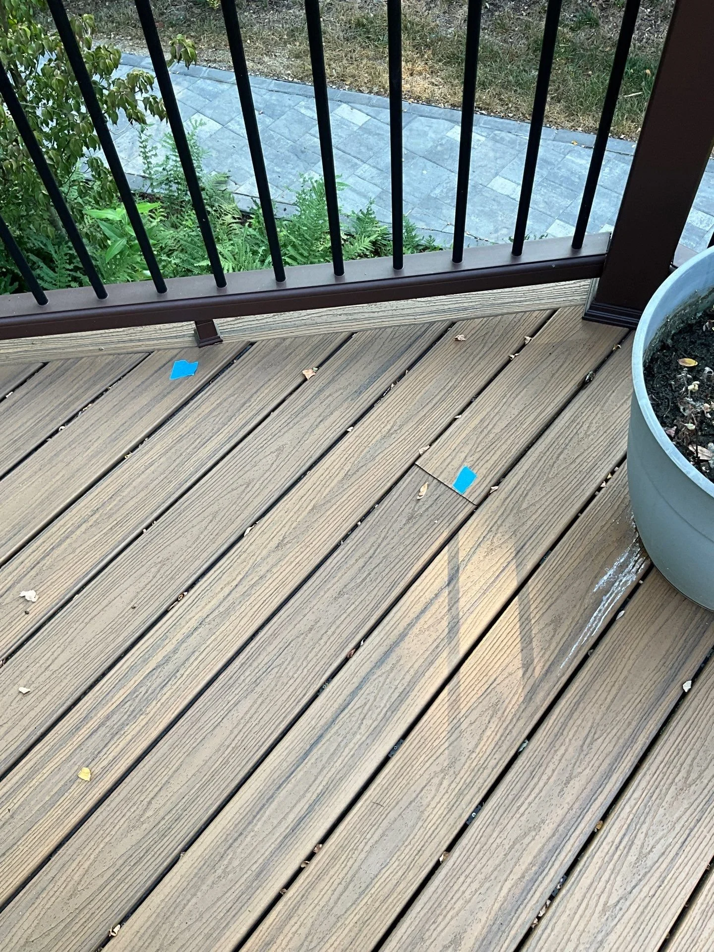 Clogged gaps of composite decking in Franklin, Tennessee