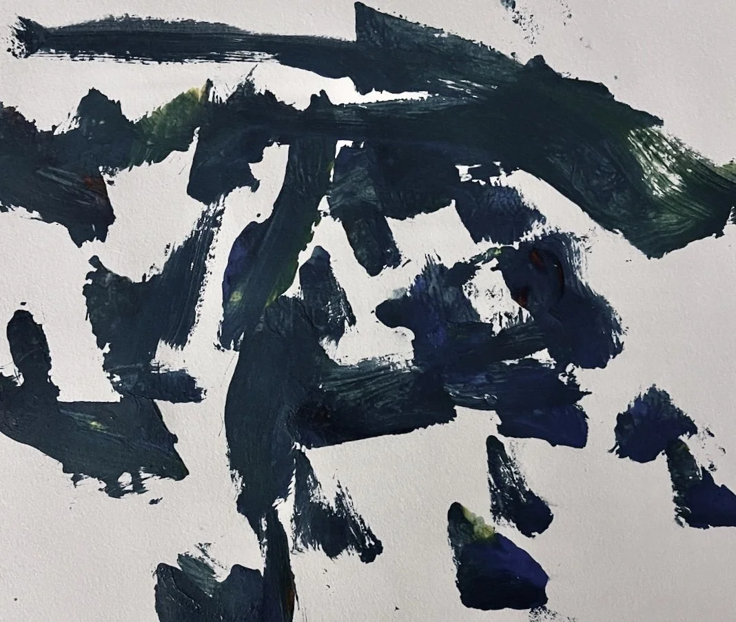 Snow on Hill, acrylic on paper