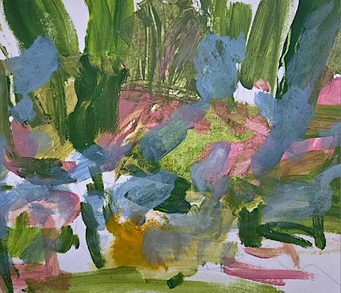 Pond, acrylic on paper