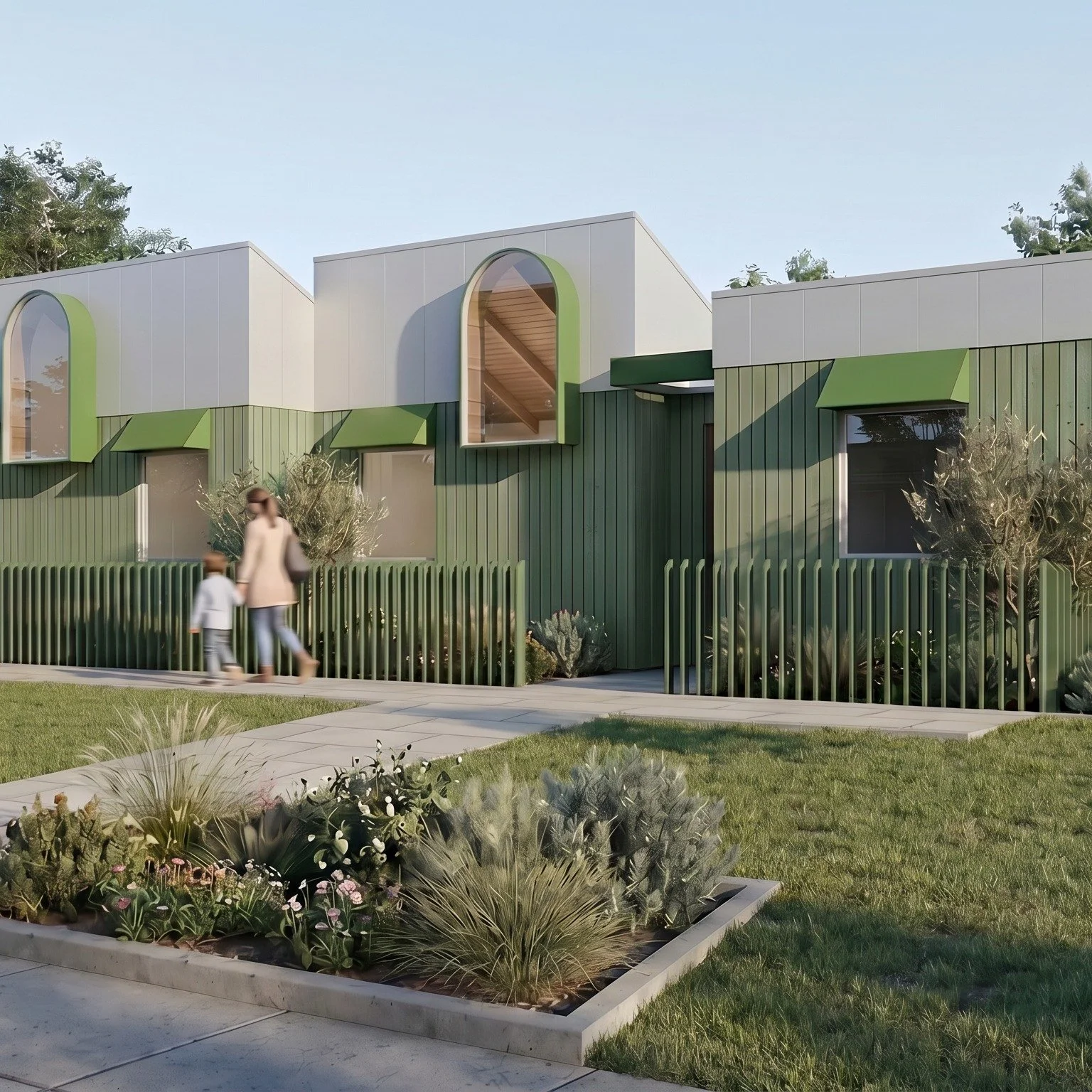R E S I D E N T I A L

We're pleased to share this concept design for a specialist short-term accommodation facility, developed in collaboration with an industry-leading modular construction partner.

The design adopts a contemporary core-and-cluster