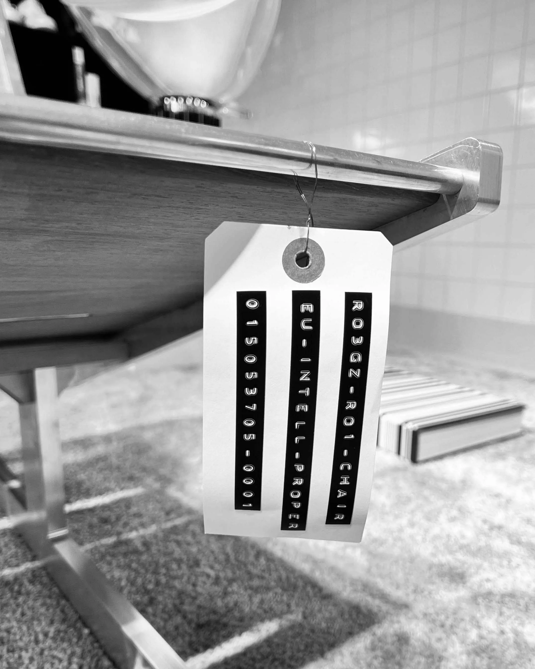 ro3gz RO1 Chair authentication tag — numbered Founding Edition, hand-engraved, made in Bavaria