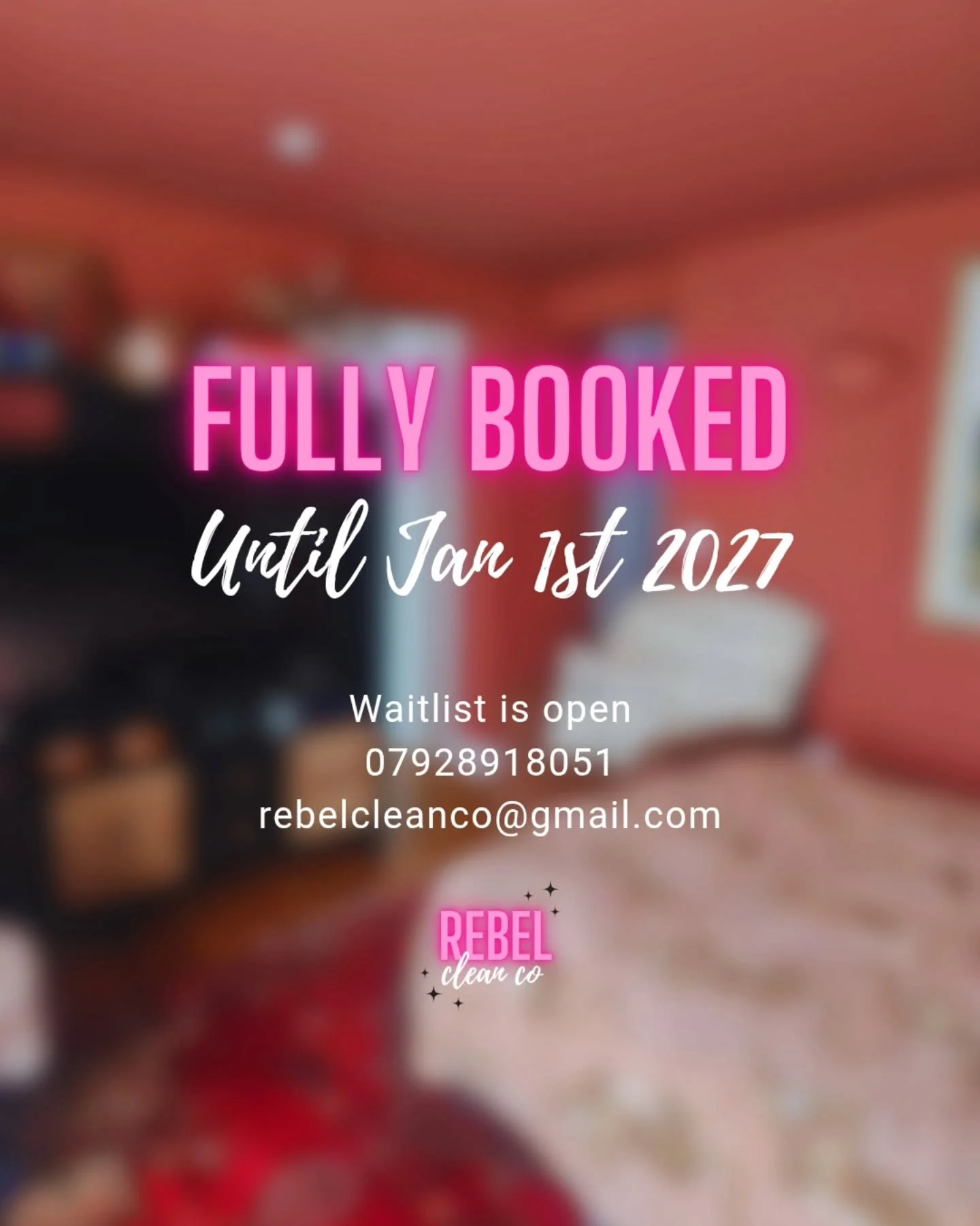 🤯🤯🤯🤯🤯

the only exceptions I will have is any cancellations where my existing clients don't want the slots!! 
so many houses to clean, such little time 😭

🌸🧼🫧✨️
📍Sheffield
☎️ 07928918051
💌 rebelcleanco@gmail.com

#Cleaning #cleaningmotivat