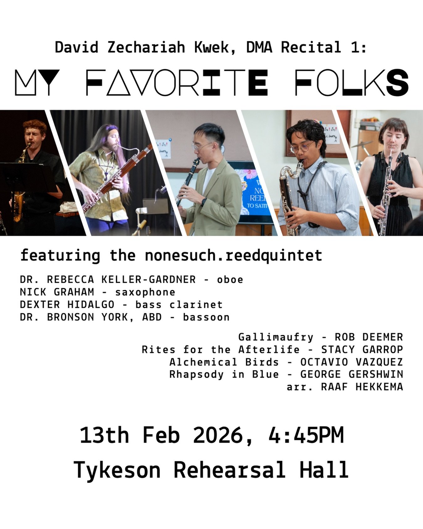 Please come for some great reed quintet music-played with my favorite folks

❤️