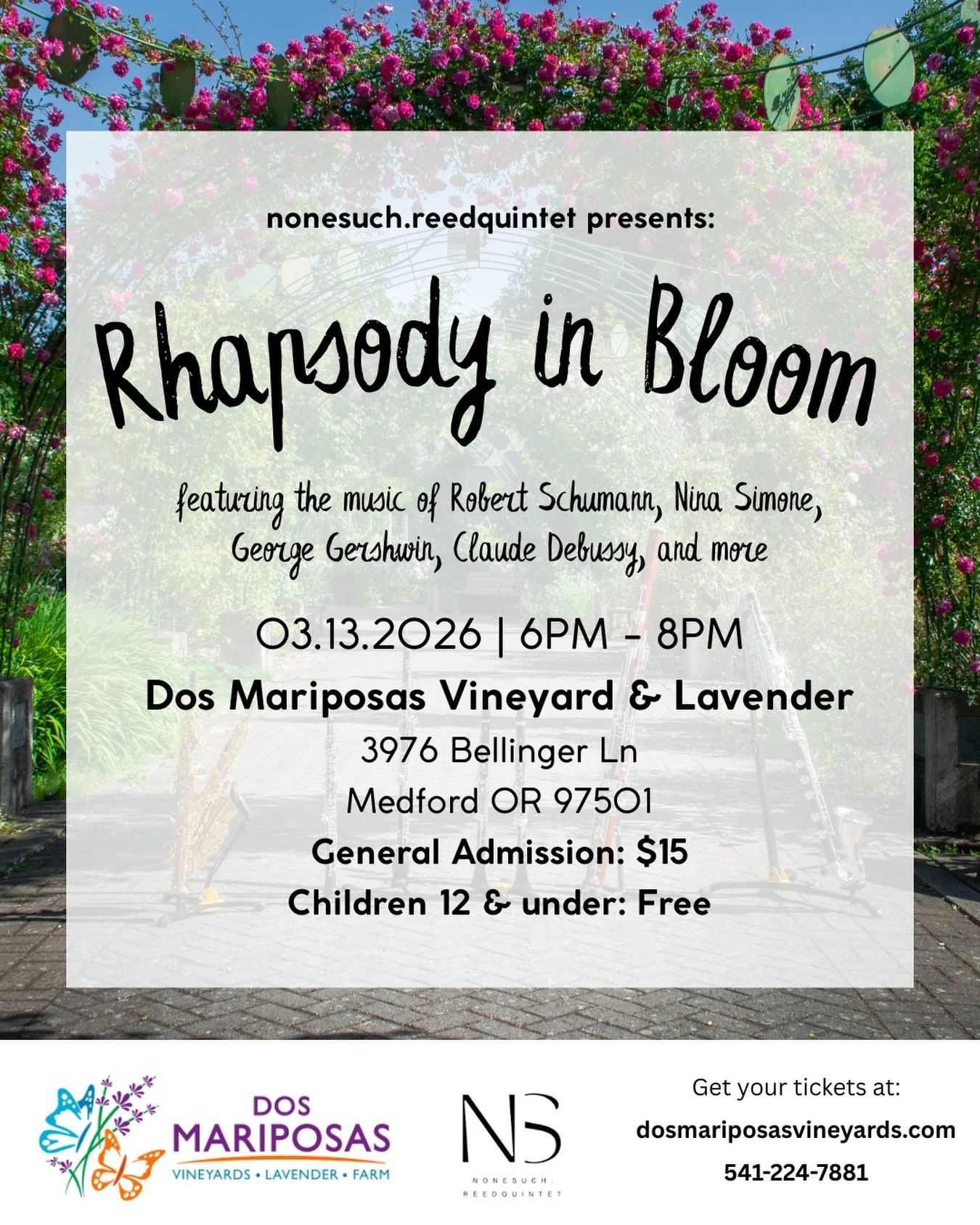Southern Oregon folks: We&rsquo;re presenting a show this Friday!

Join us at the beautiful Dos Mariposas Vineyard this Friday for an evening of music presented by yours truly. We guarantee an enthralling evening of charming music by Robert Schumann,