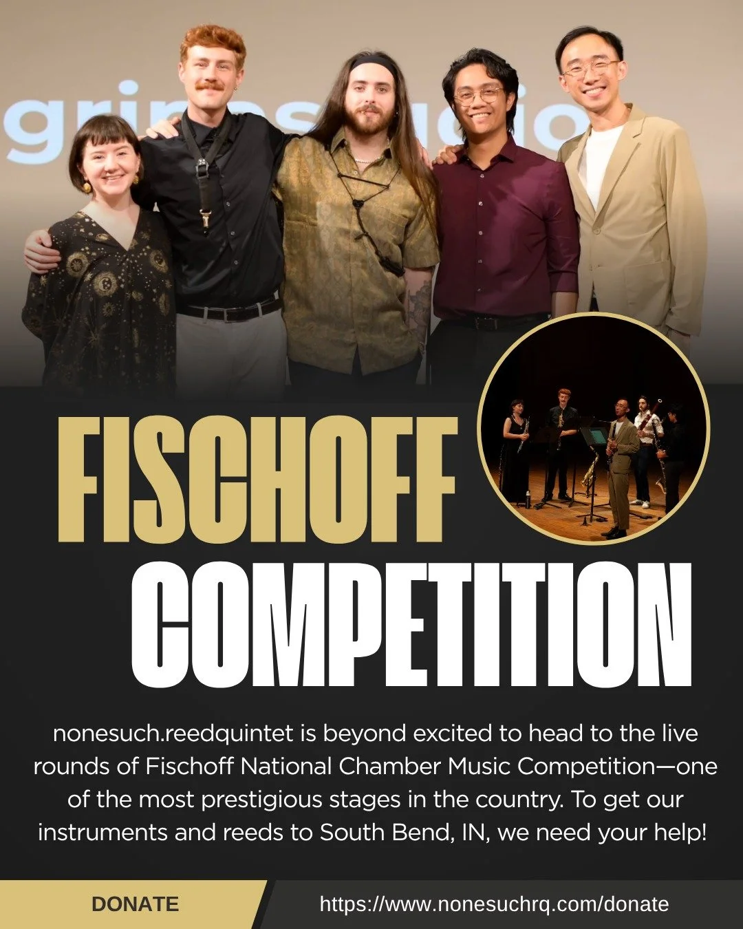 We are beyond excited to head to the live rounds of the Fischoff National Chamber Music Competition&mdash;one of the most prestigious stages in the country. This is such a big accomplishment for us and we cannot wait to perform!

We need your help to