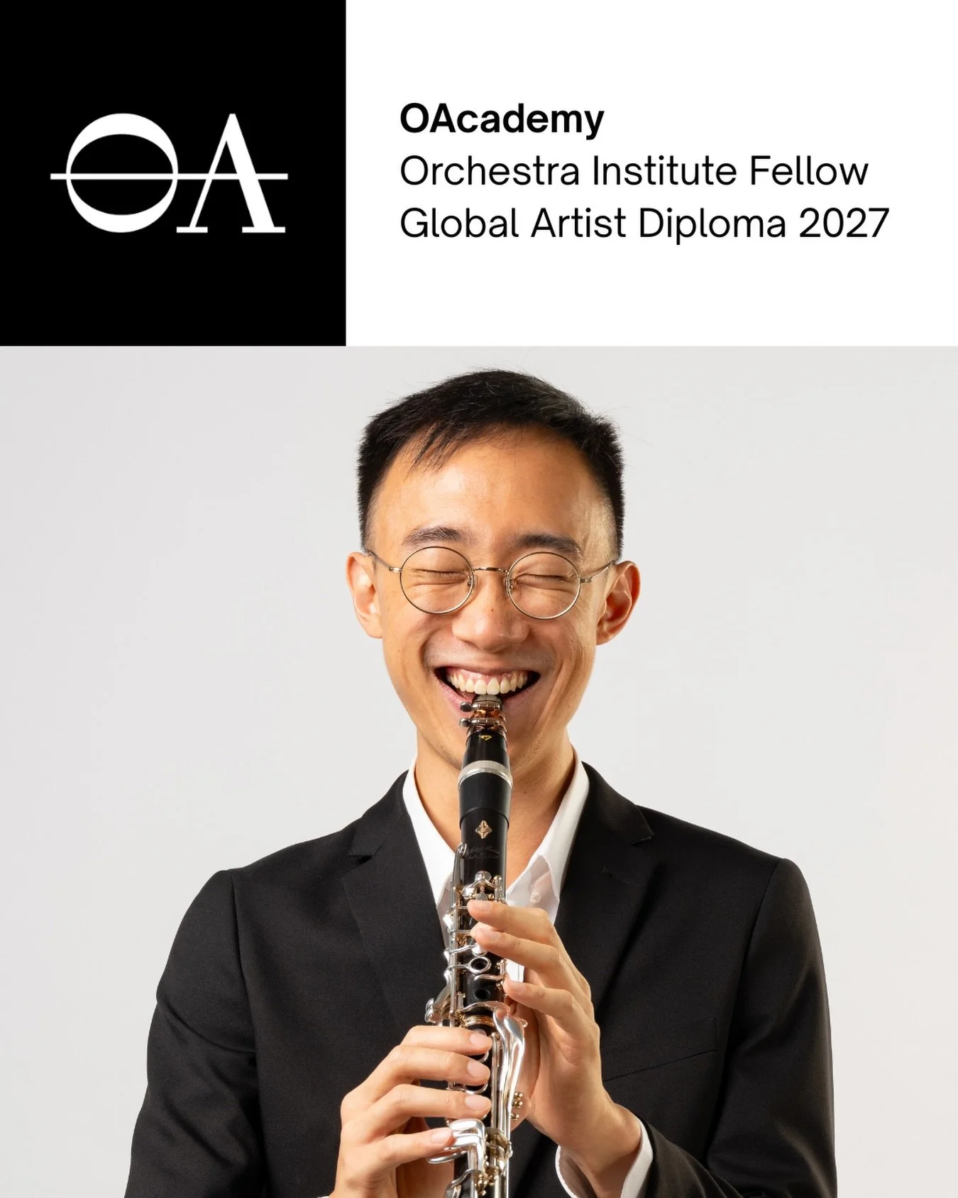 Thrilled to share that I&rsquo;ve been accepted as an Orchestra Institute clarinet Fellow at the OAcademy Global Artist Diploma 2027 cohort!

I&rsquo;m excited to continue my development as a career musician and am looking forward to meeting other Fe