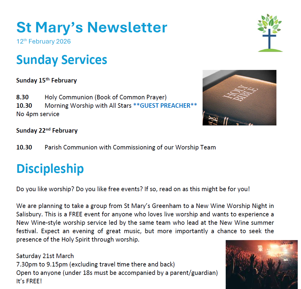 St Mary's Newsletter 12th February 2026
