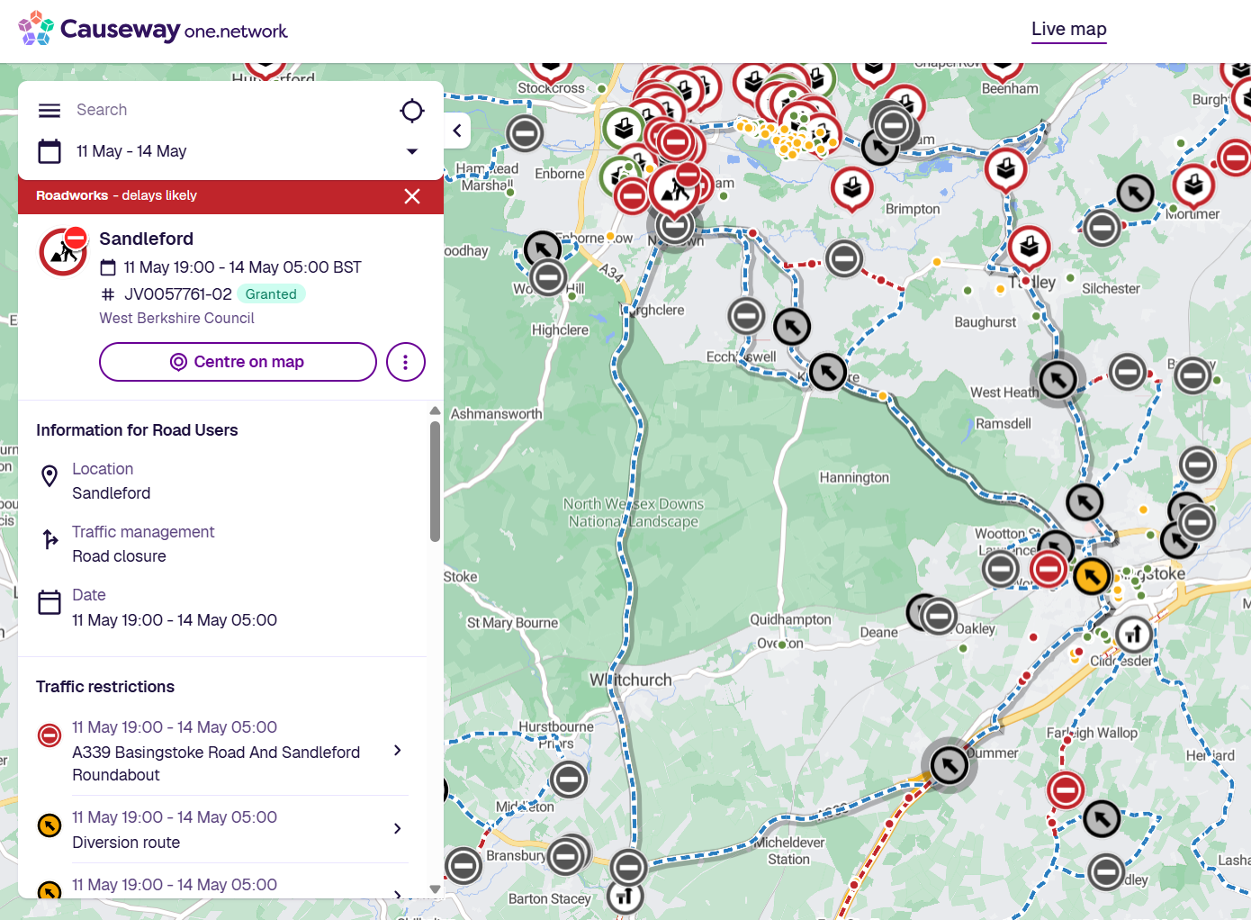 Planned Closure - A339 Sandleford, Newtown, Greenham - Night Working