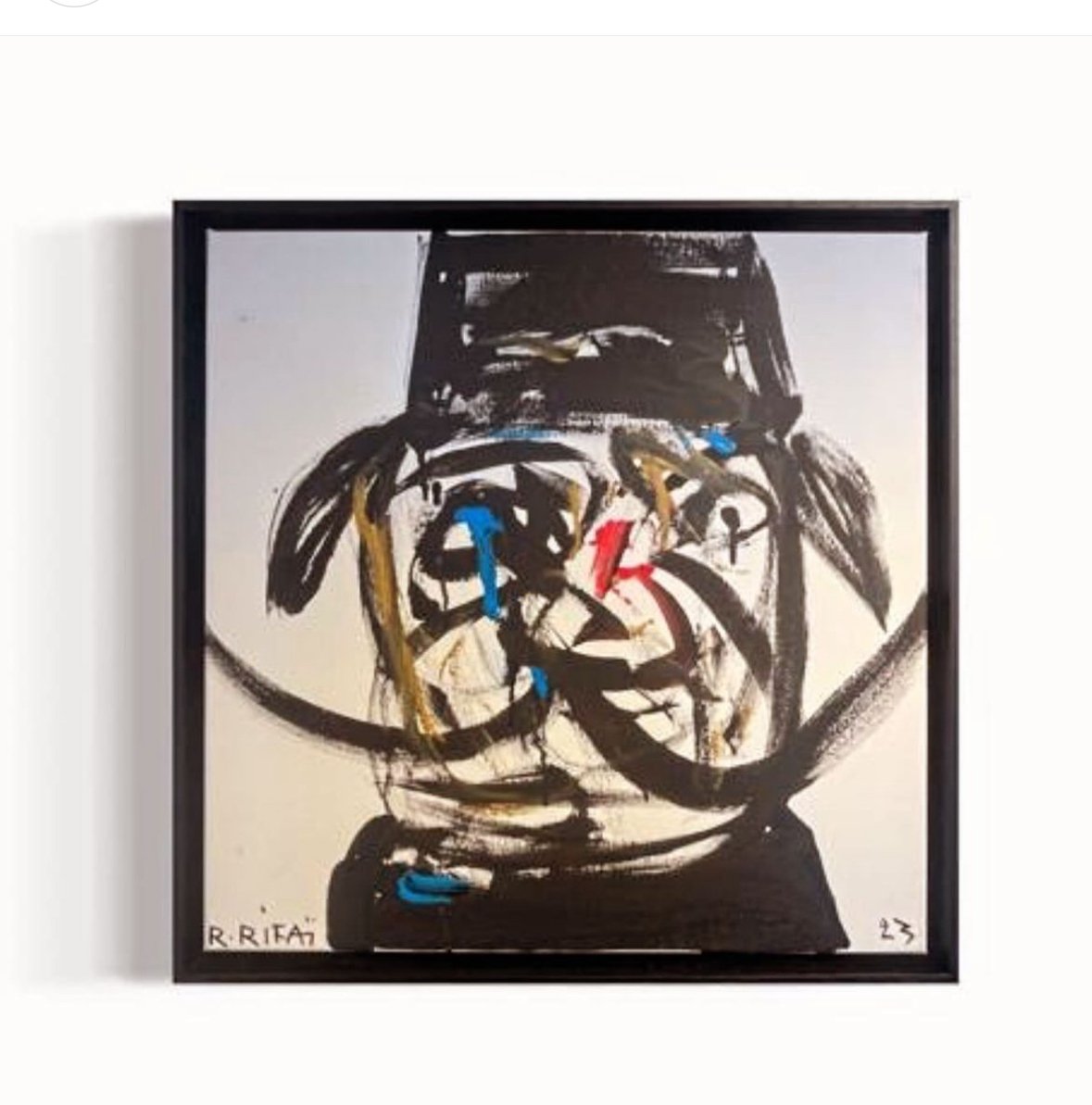 Raouf Rifaï (1954-) Liban
“Darwich” 2023 black moustache
Acrylic on Canvas
50 x 50 cm