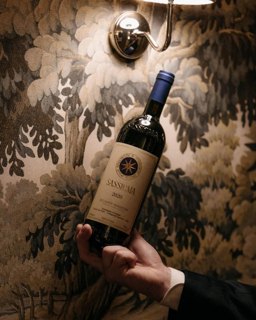 From the cellar tonight: Sassicaia 2020, Bolgheri Sassicaia. A Tuscan icon, poured in our farmhouse dining room. Ask our team to pair a glass (or a bottle) with your Steak Diane or rib-eye.