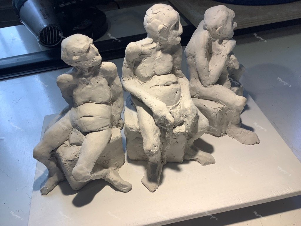 Studies of Old Men (Unfired Clay)