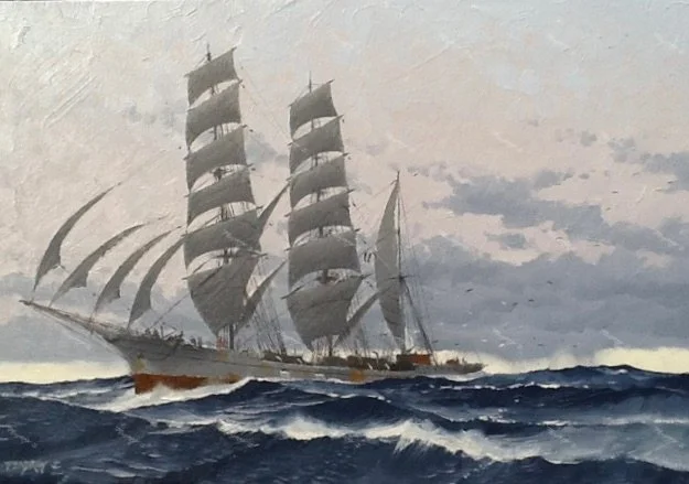 Three Masted Barque. Evening (Oil 50x35cm)