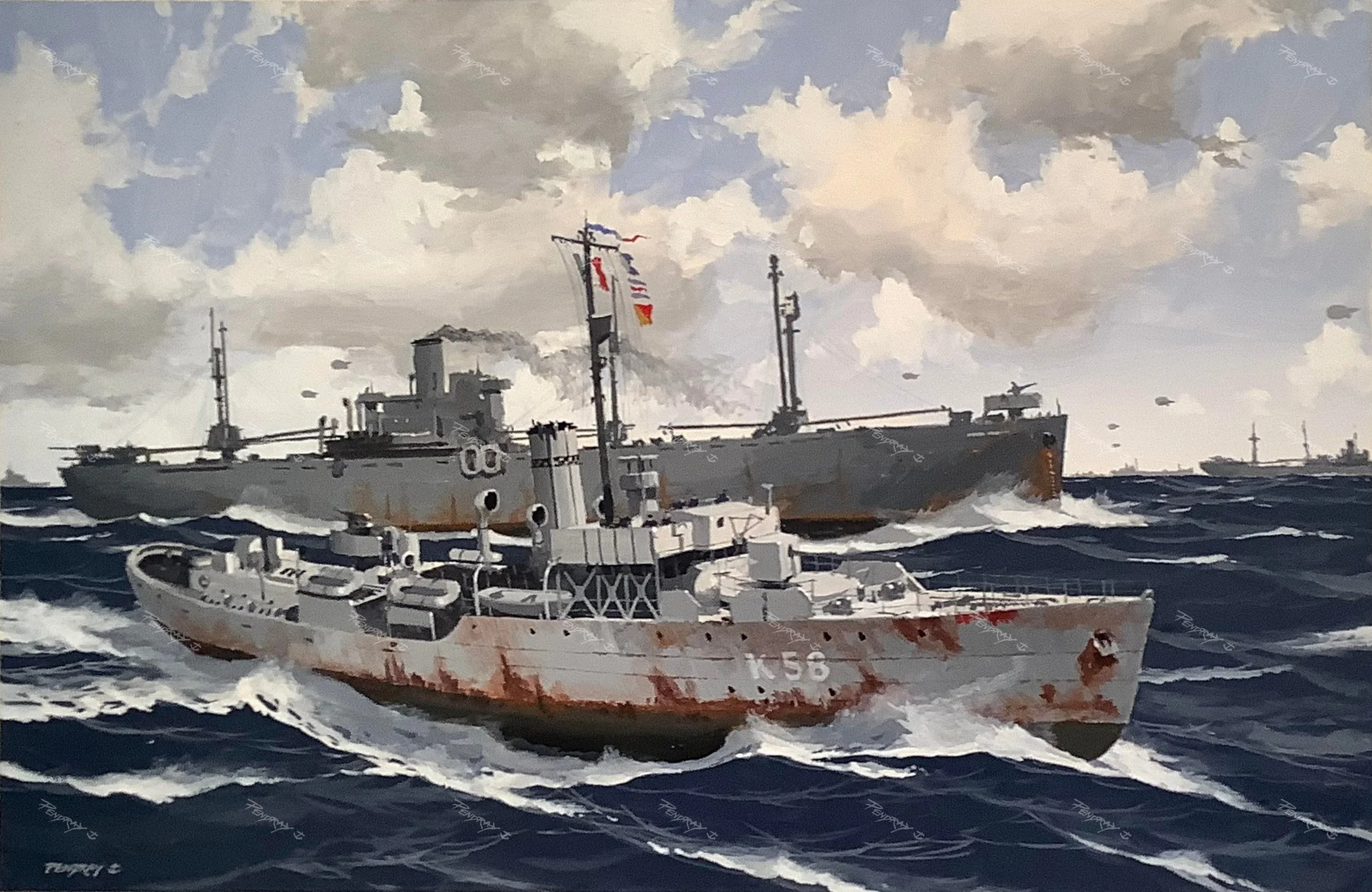 Aconit during Normandy Landing (Gouache 50x35cm)