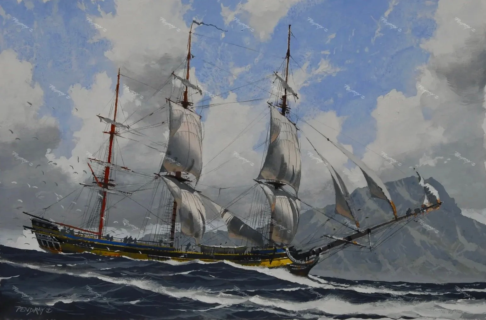 The Uranie off Cape Horn (Gouache 49x32cm)
