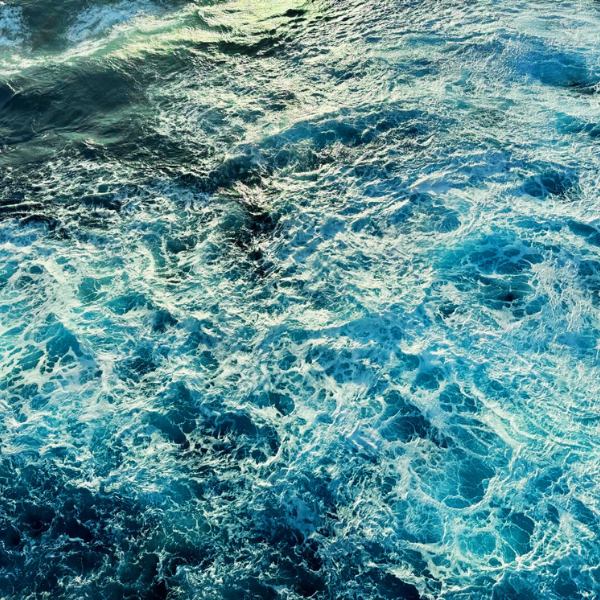 Ocean water with waves and foam