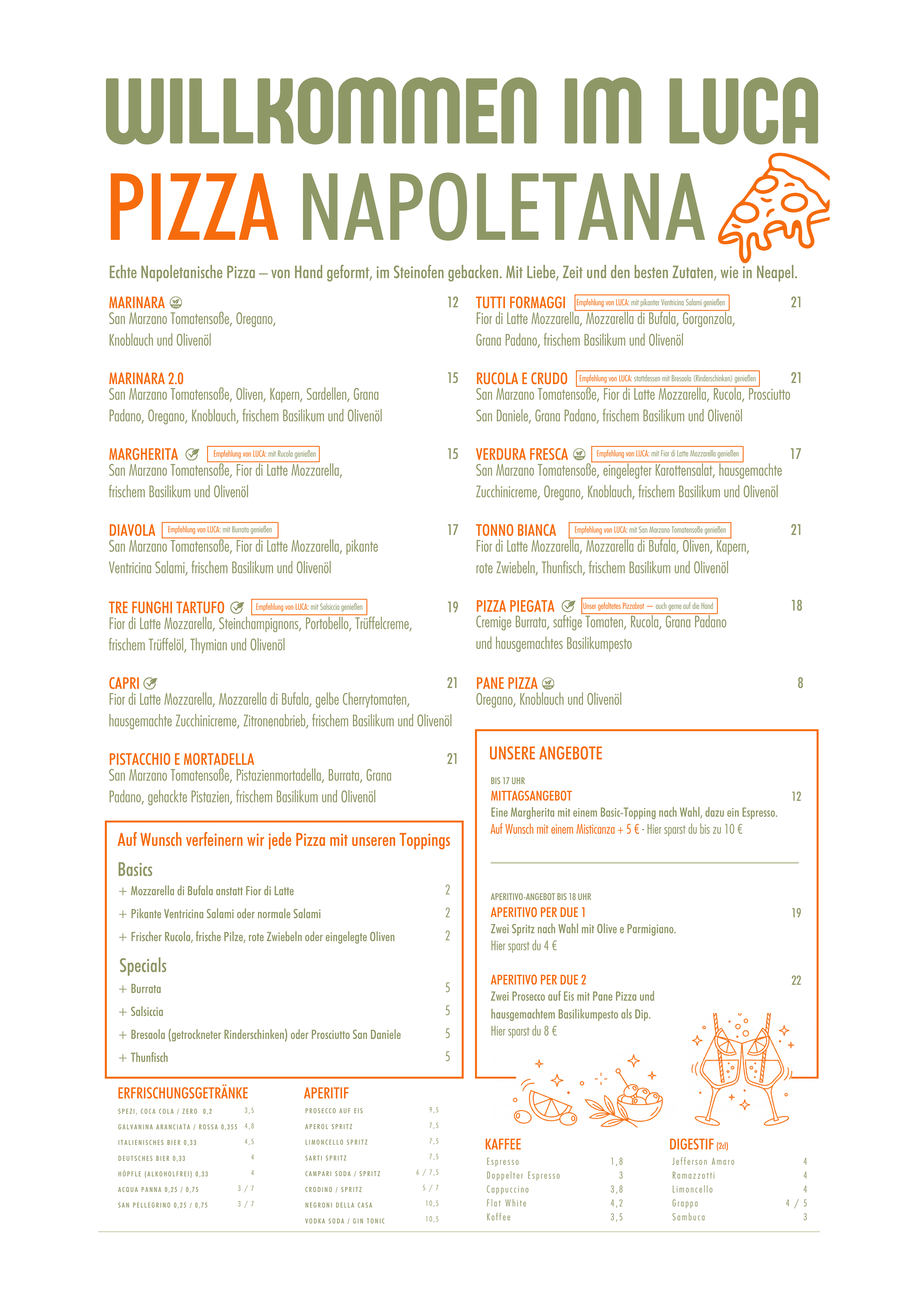 Luca Pizza Napoletana - Speisekarte