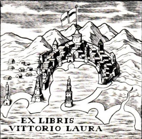 Ex Libris Vittorio Laura, 2020. Bulino su rame, mm 42x42