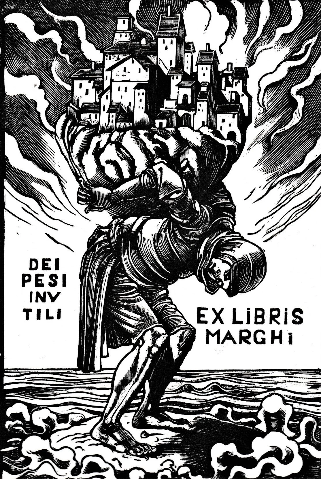Ex Libris Marghi, 2008. Xilografia su legno di testa, mm 96x143
