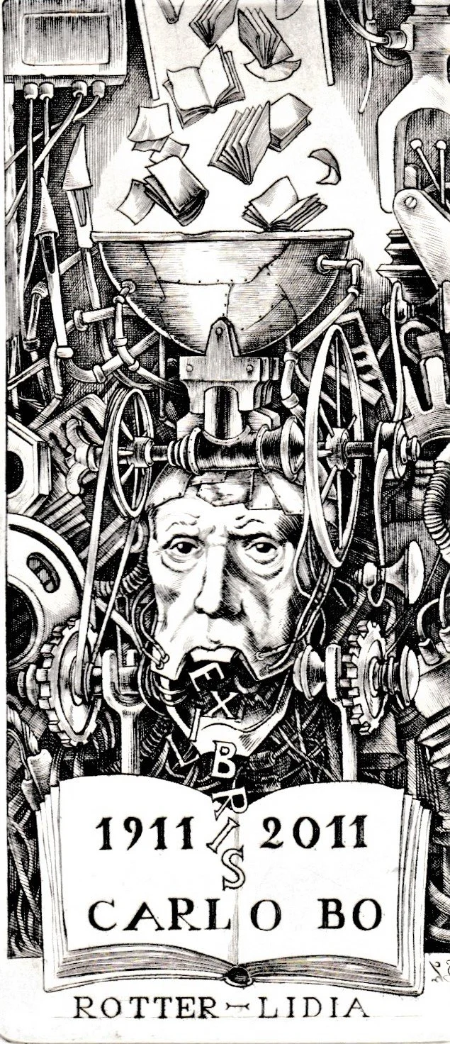 Ex Libris Rotter Lidia, 2011. Bulino su rame, mm 57x127