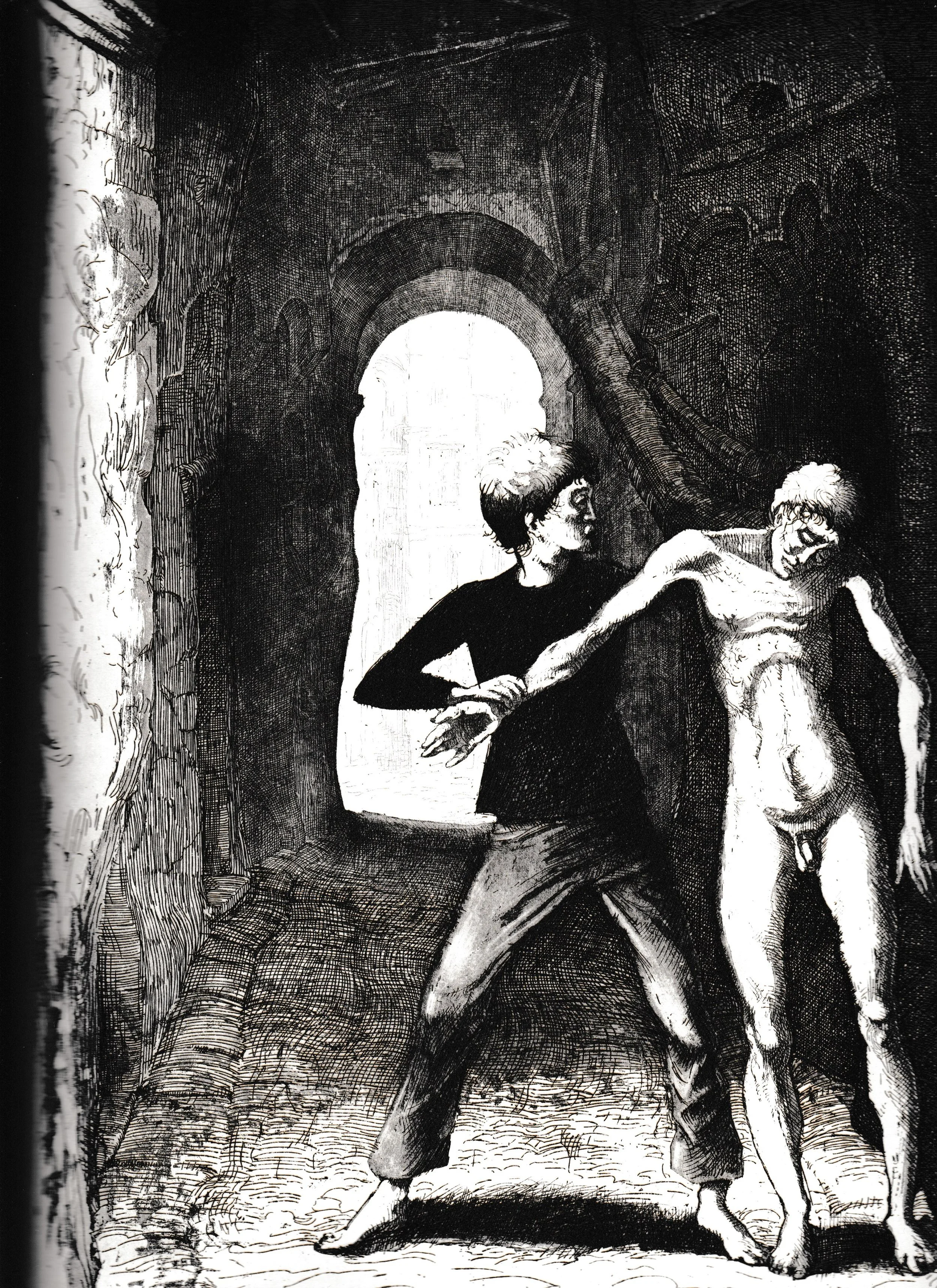 Indeciso se guardare, 2000. Acquaforte-acquatinta-Bulino su rame, mm 236x368