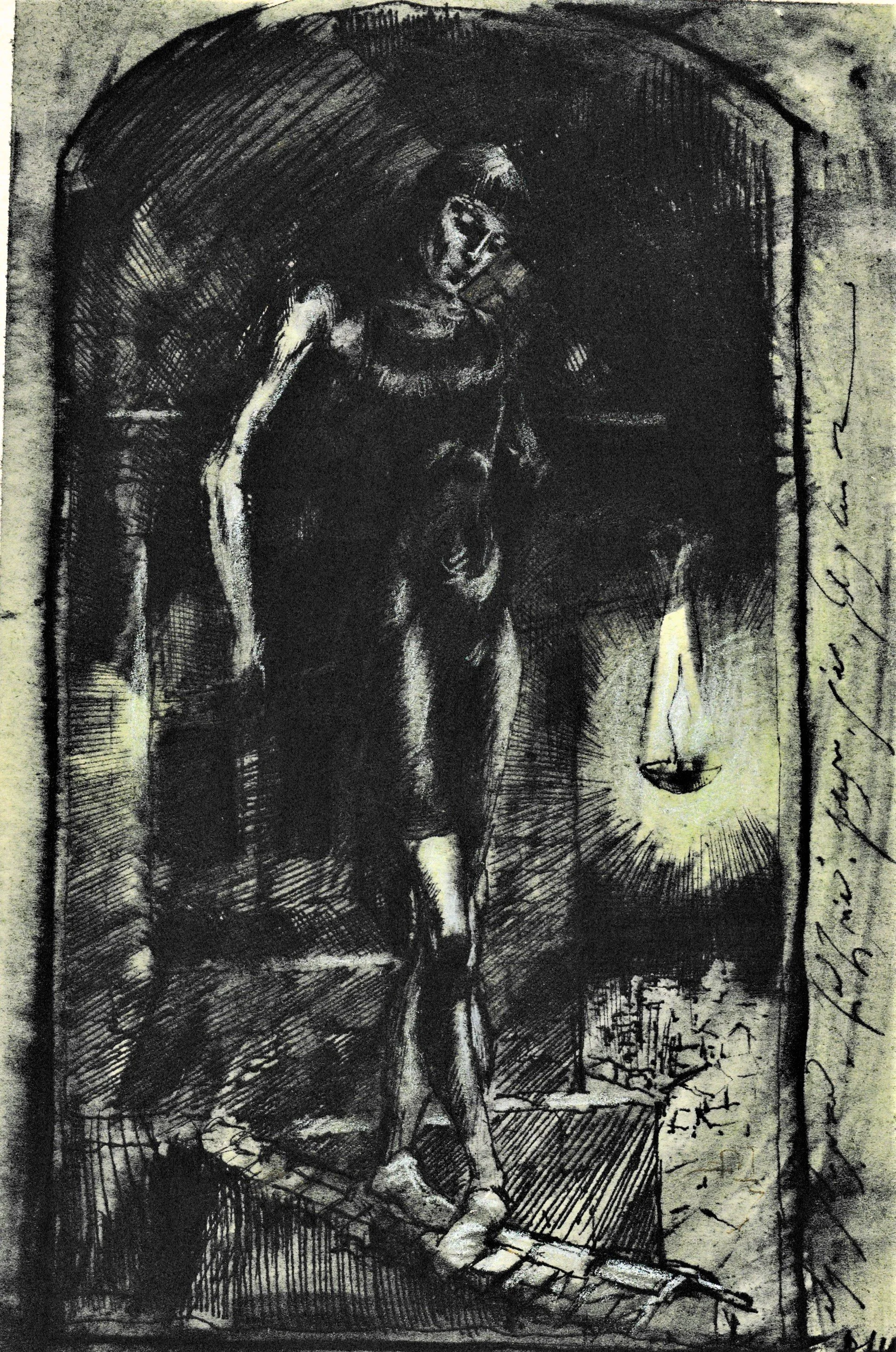 Saltinbanco,1996. Penna su carta preparata, mm 166x240