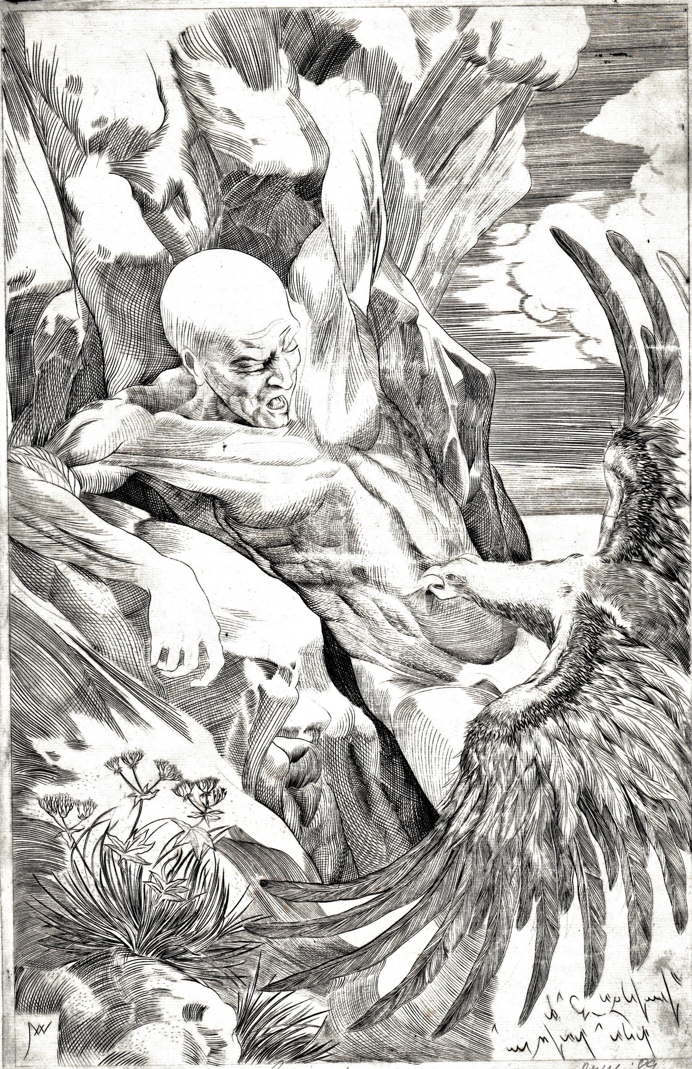 Prometeo, 1989. Bulino su rame, mm 191x296