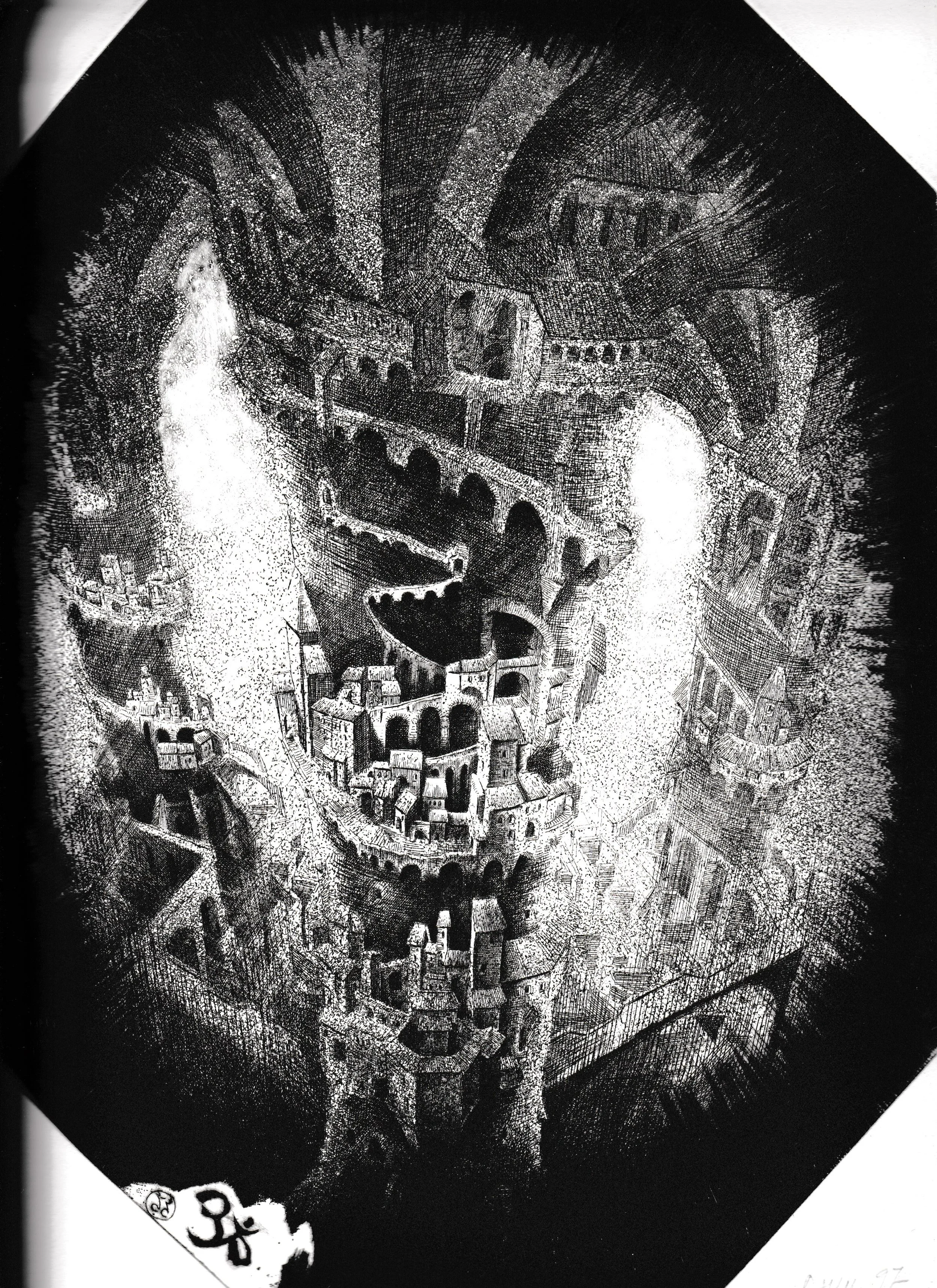 Labirinto II, 1997. Acquaforte-acquatinta-bulino su rame, mm 226x368