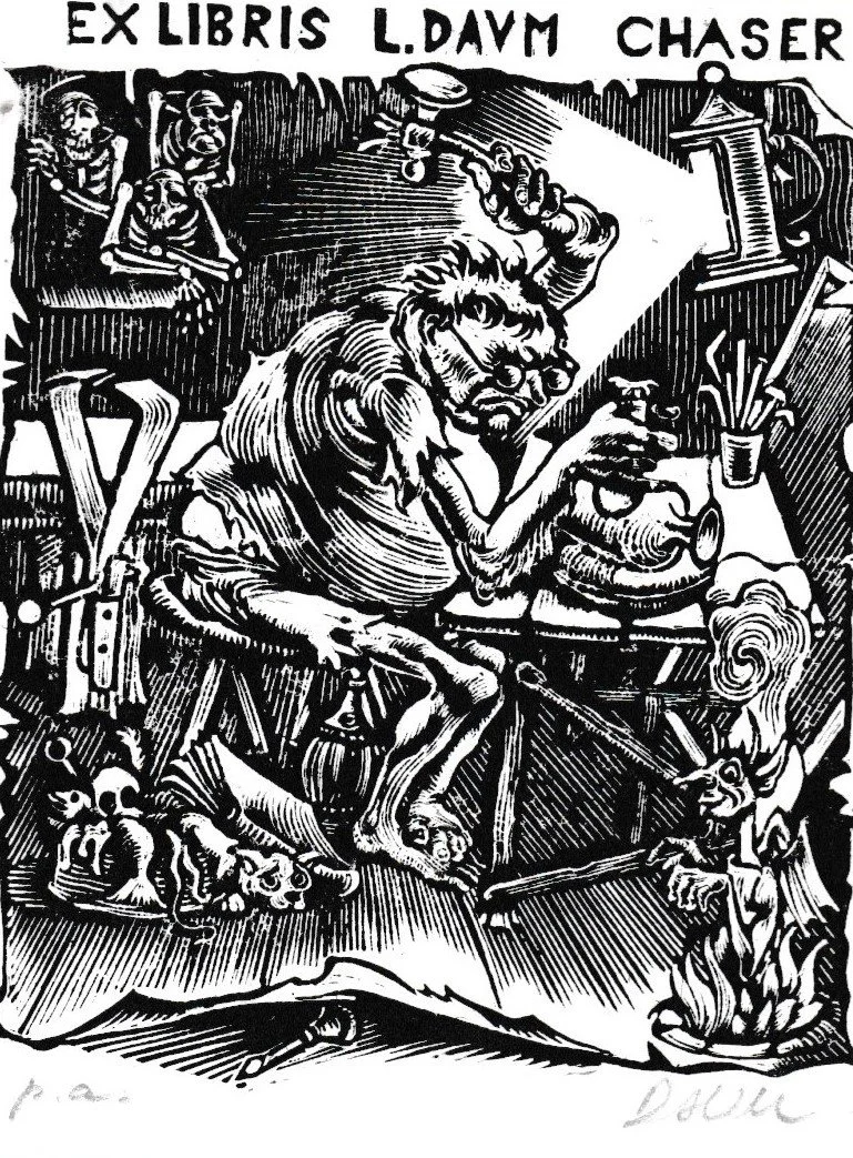 Ex Libris L.Daum, 2008. Xilografia su legno di testa, mm 67x82