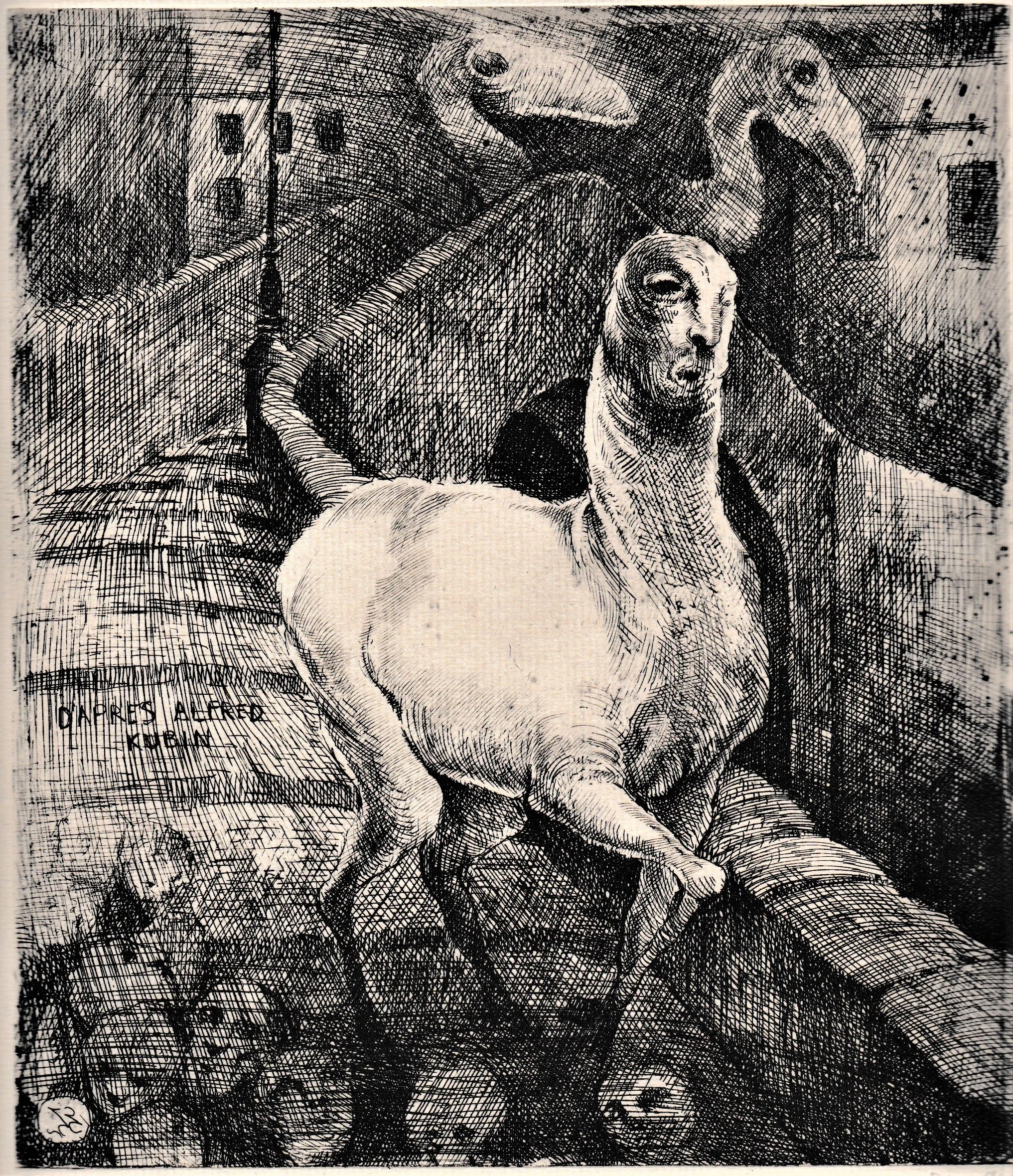 Viandante-D'apres Kubin, 1994. Acquaforte su zinco, mm 170x196