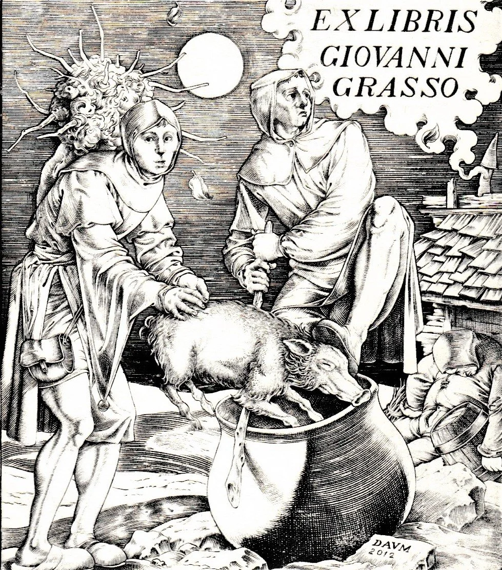 Ex Libris Giovanni Grasso, 2014. Bulino su rame