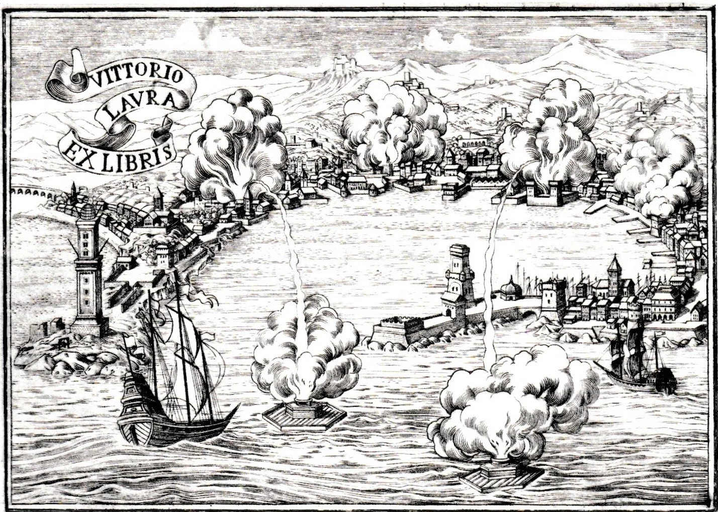Ex Libris Vittorio Laura, 2012. Bulino su rame, mm 120x85