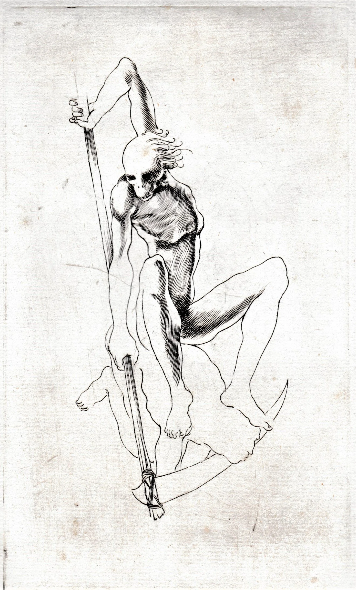 Totentanz - Lo Studioso, 1992. Bulino su rame, mm 122x204