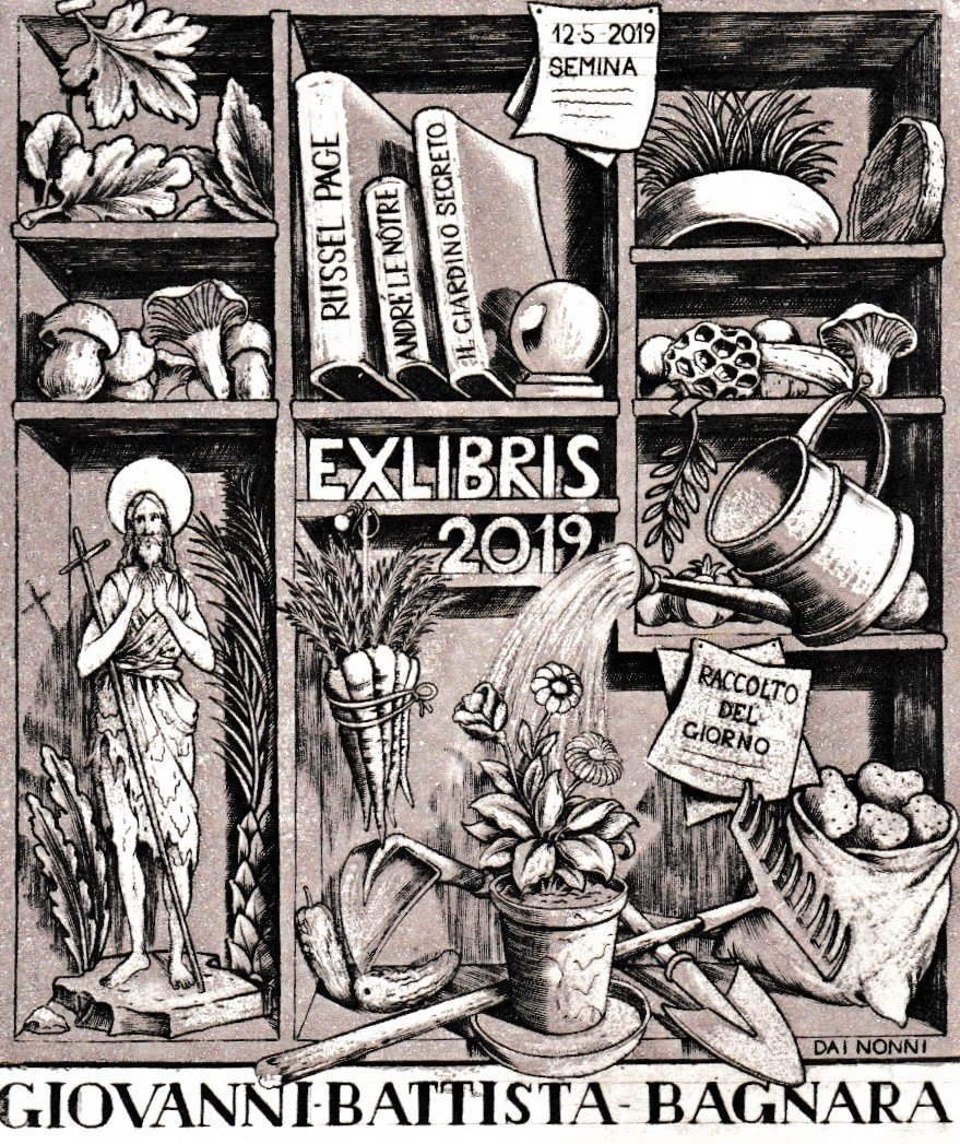 Ex Libris Giovanni Battista Bagnara, 2019. Bulino-acquatinta su rame, mm82x94