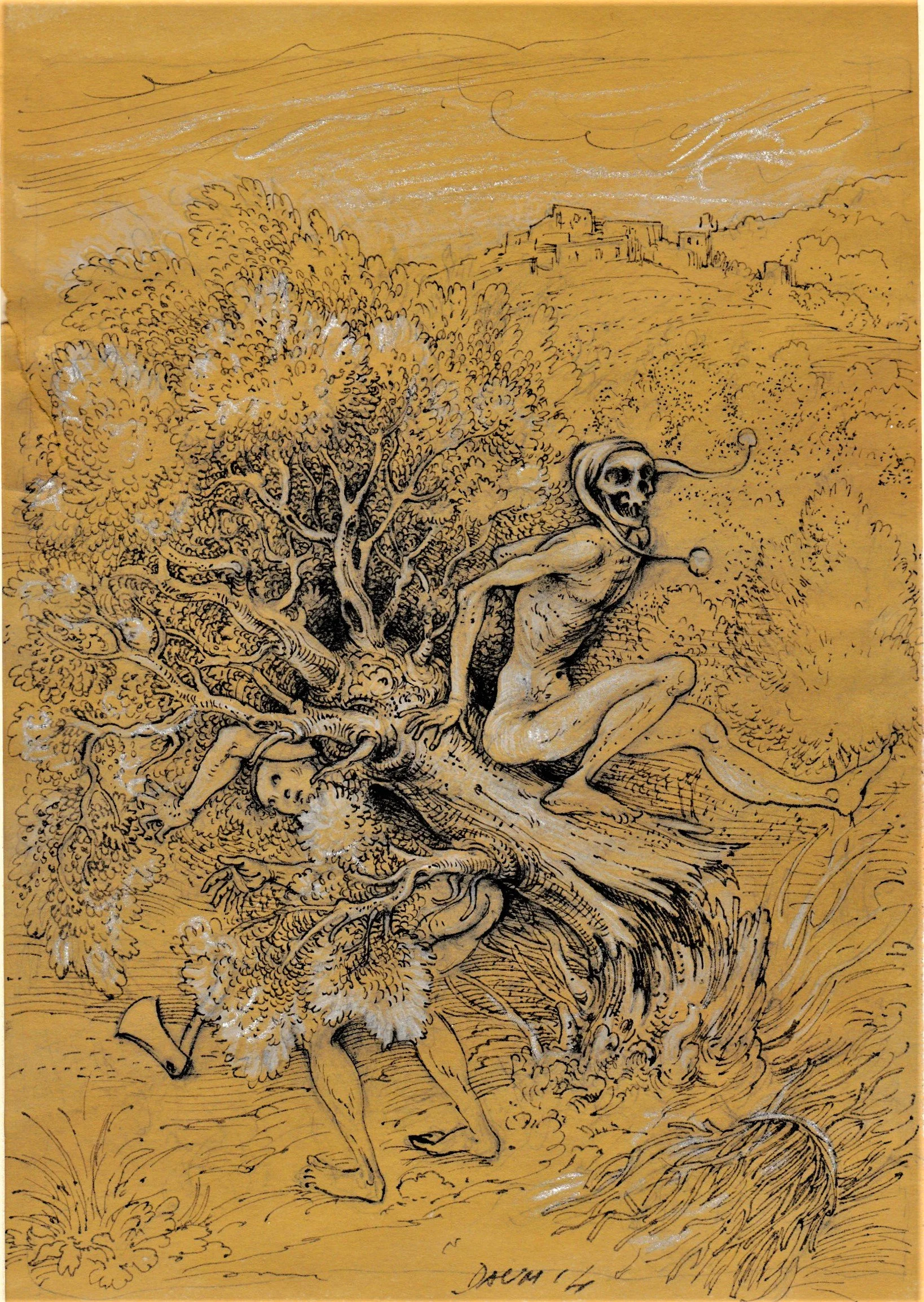 Il boscaiolo, 2014. Inchiostro su carta preparata, mm 137x197
