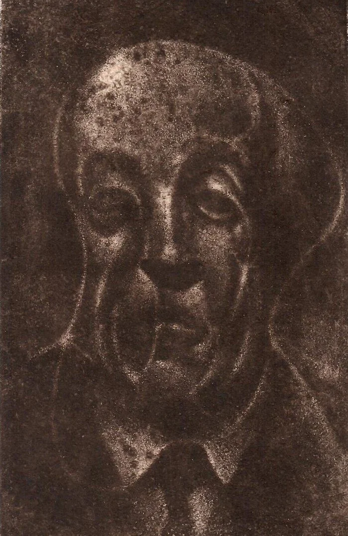 J.L.Borges, 1989. Maniera nera su rame, mm 122x190